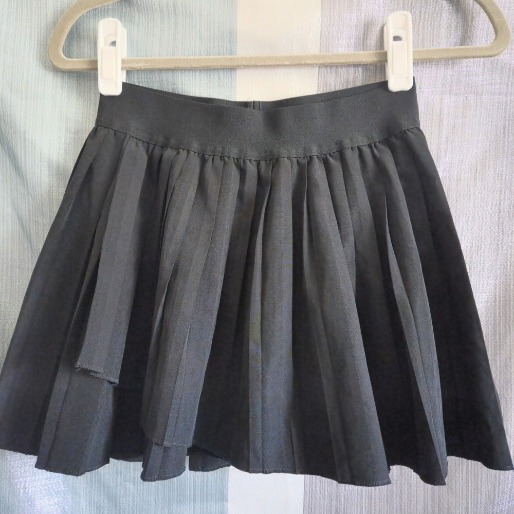 Black Pleated Mini Skort with Built In Shorts S Solid Preppy Active Cheer Gym